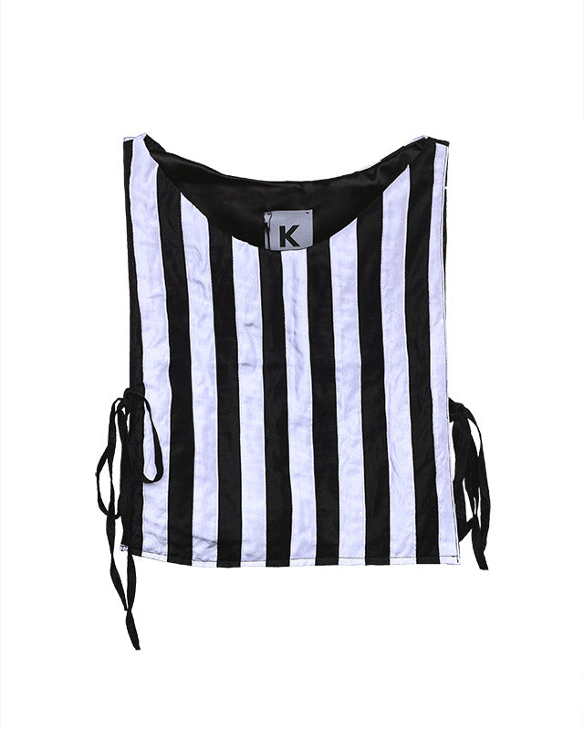 Cami top - Black & white - Alternate stripes - Silk